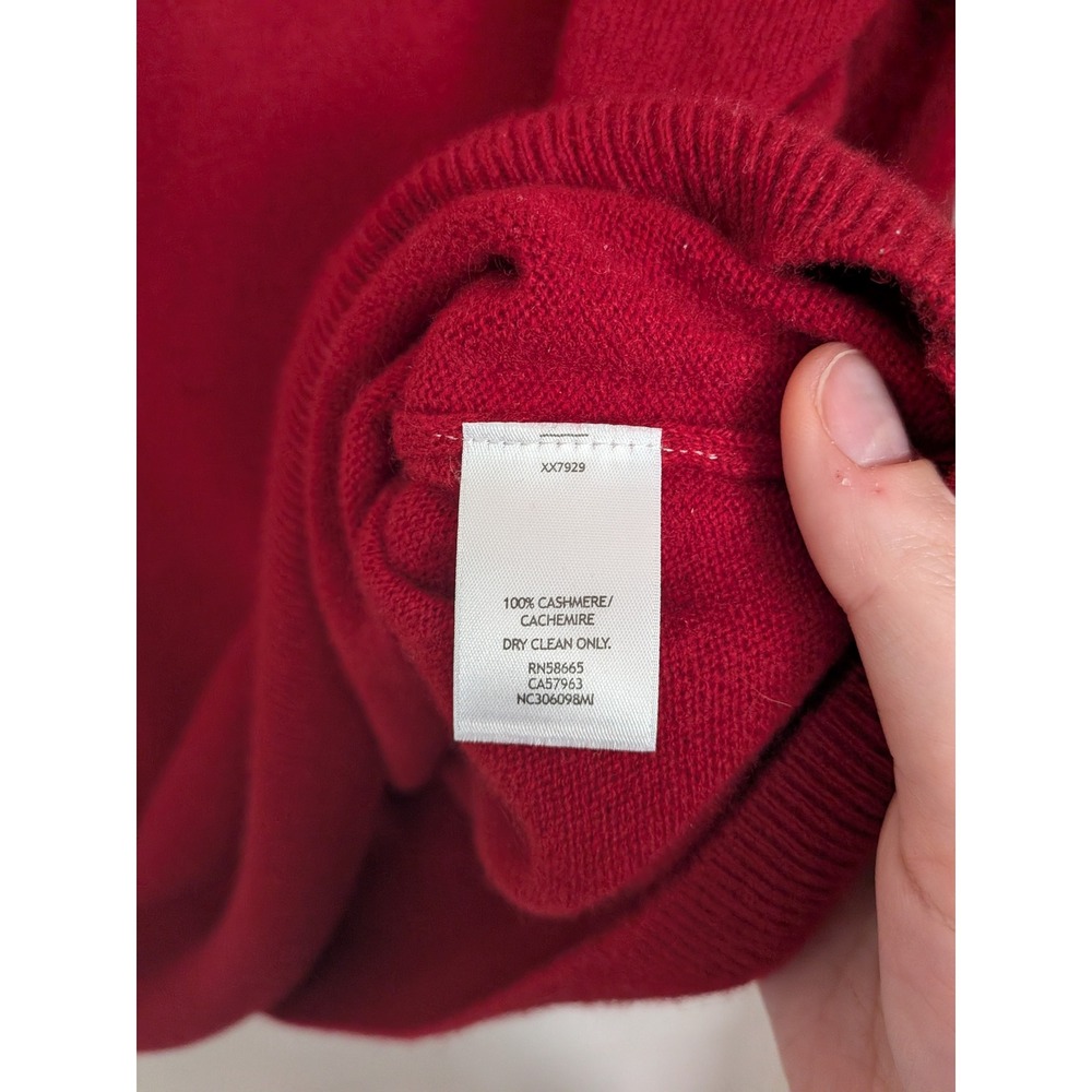 Nordstrom Collection Red 100% Cashmere Classic Crew Neck Sweater Size Large - Picture 5 of 6